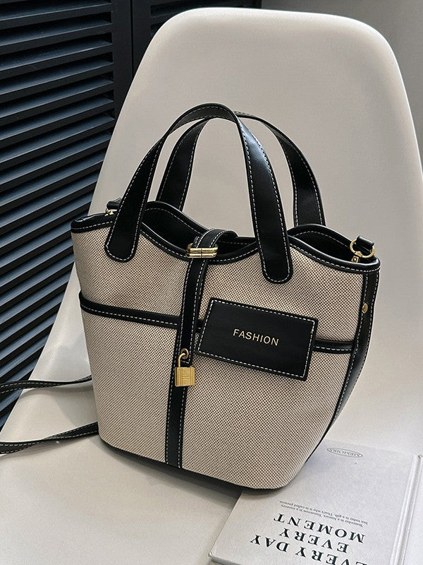 Women's Popular Retro Canvas Hand Holding Fashion Color Bucket Bags