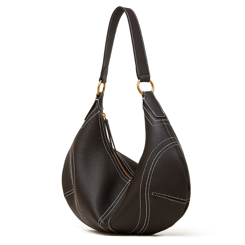 Underarm Genuine Leather Style Dumpling Fashion Women's Shoulder Bag