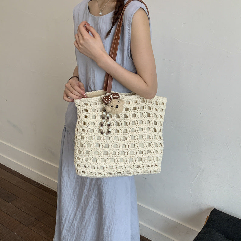 Crocheted Weaving Hollow Large Capacity Commuter Straw Seaside Vacation Tote Bags