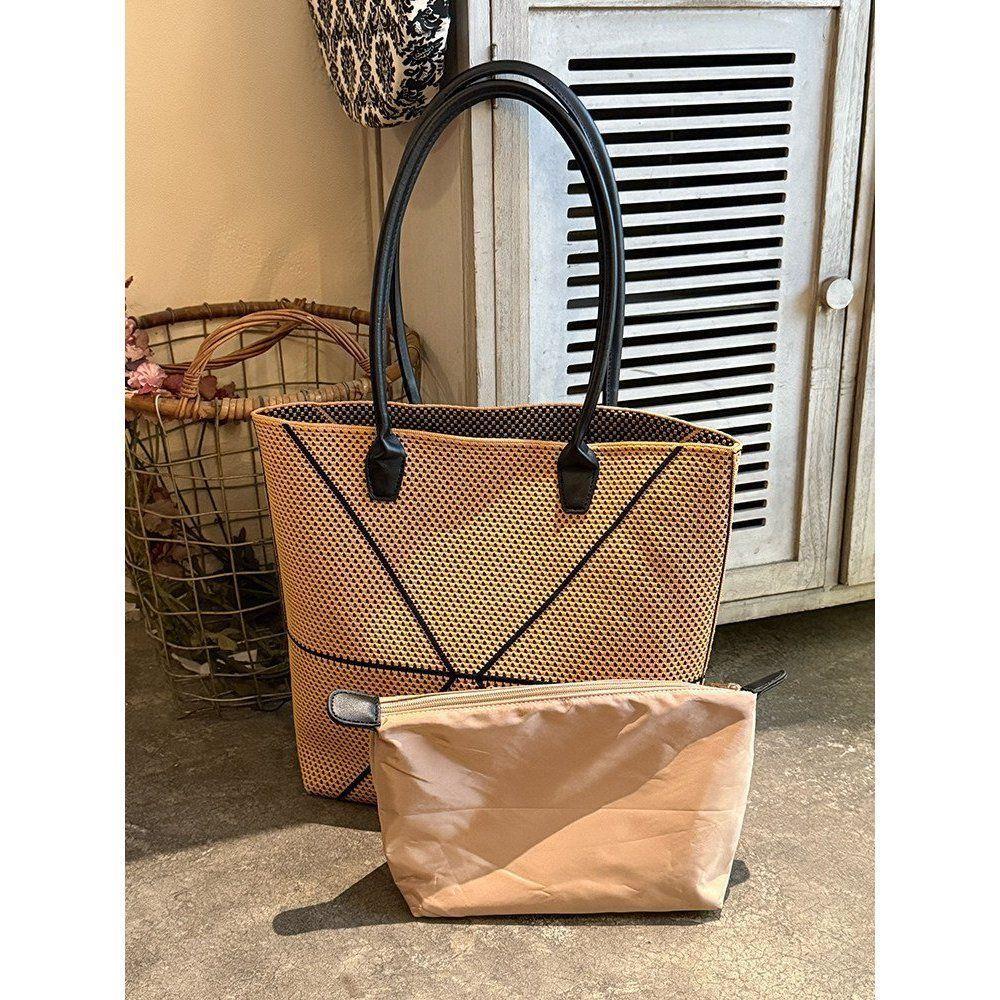 Women's Korean Style Trend Diamond Woven Large Capacity Handbags