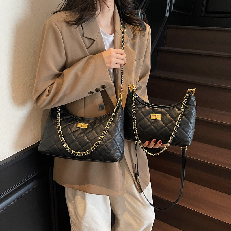 Women's Rhombic Embroidery Thread For Spring Korean Style Versatile Trendy Chain Women's Shoulder Bag