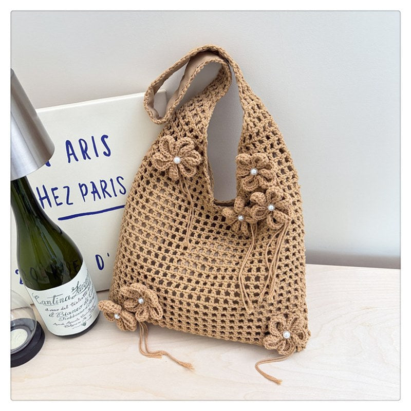 Knitted Hollow Beach Large Capacity Woven Western Shoulder Bags