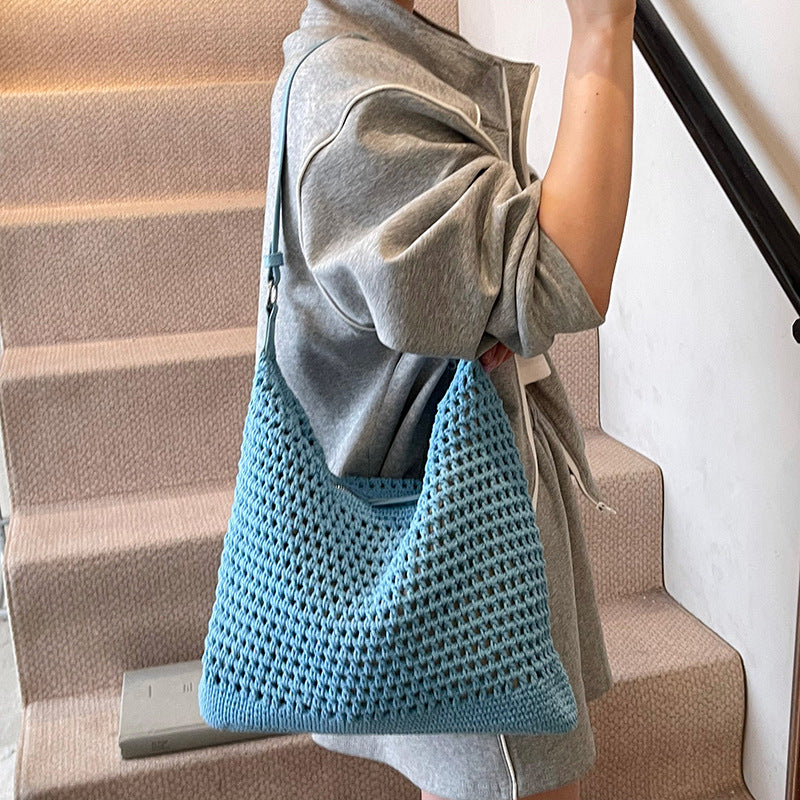 Women's Style Underarm Large Capacity Summer Seaside Vacation Leisure Woven Tote Bag