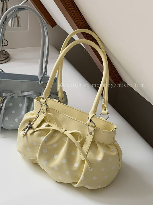 Women's Style Large Capacity Pleated Polka Dot Printing Underarm Bag