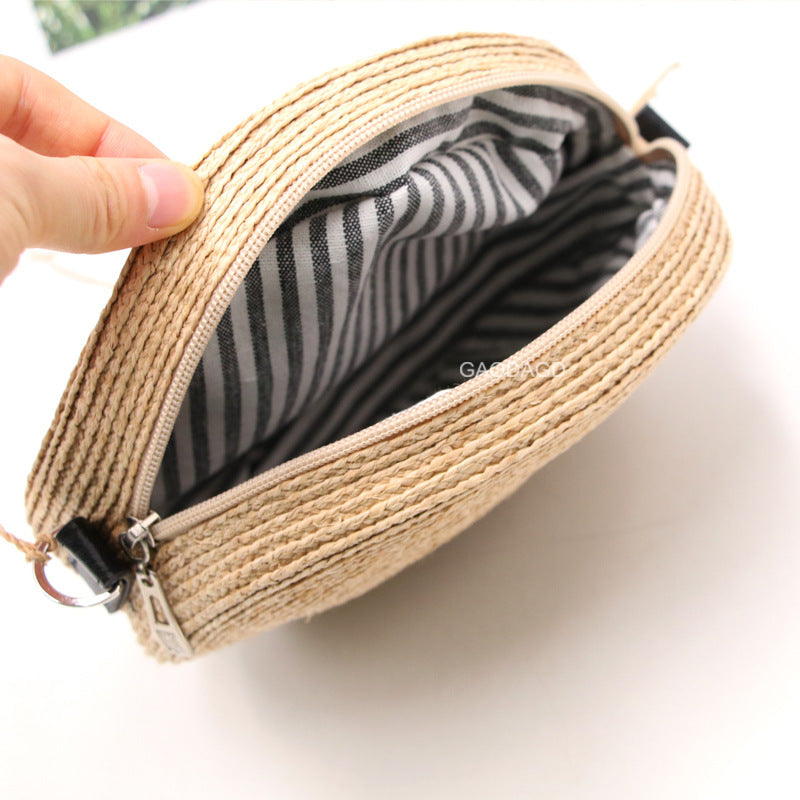 Women's Summer Versatile Raffia Round Commuter Adjustable Women's Messenger Bag