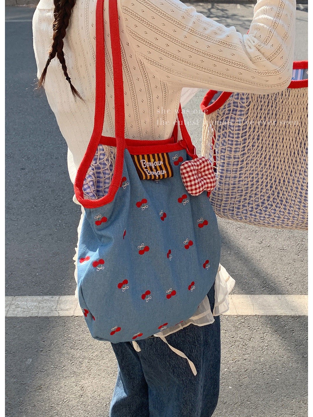 Women's Korean Style Large Capacity Simple Denim Tote Bags