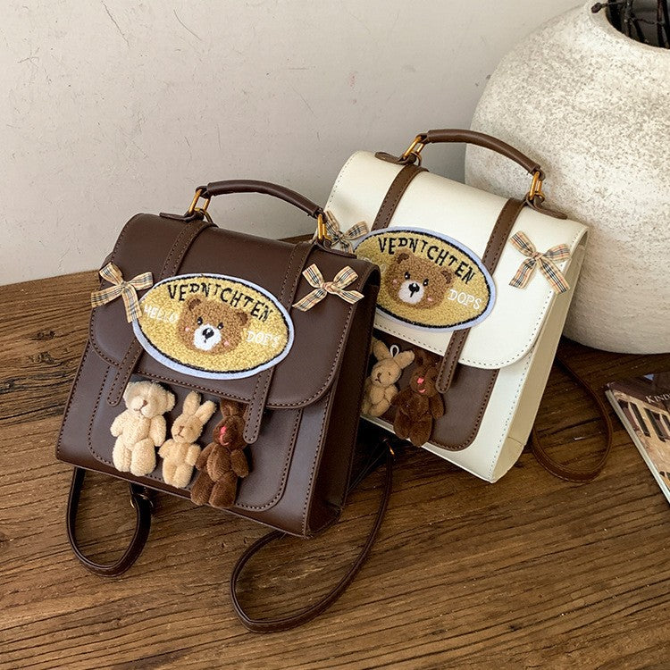Women's Cute Letters Bear Niche Design American Backpacks