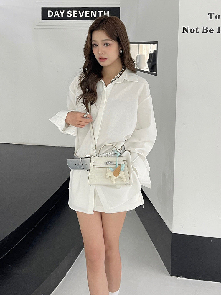 Women's Elegant Black Sier Crocodile Pattern Second Generation Kelly High-grade Genuine Women's Messenger Bag