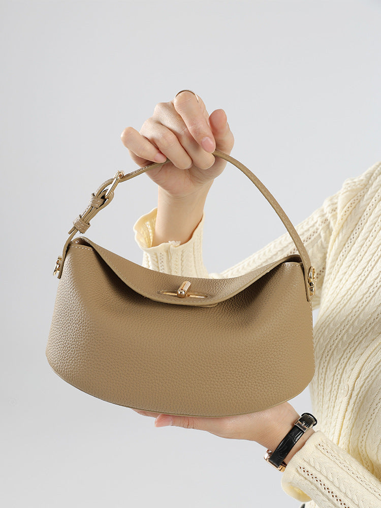 Women's Genuine Leather Simple Cowhide Fashion Portable Bucket Bags