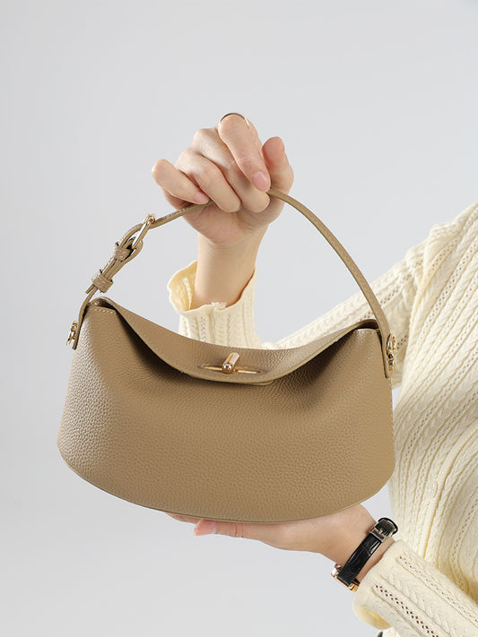 Women's Genuine Leather Simple Cowhide Fashion Portable Bucket Bags