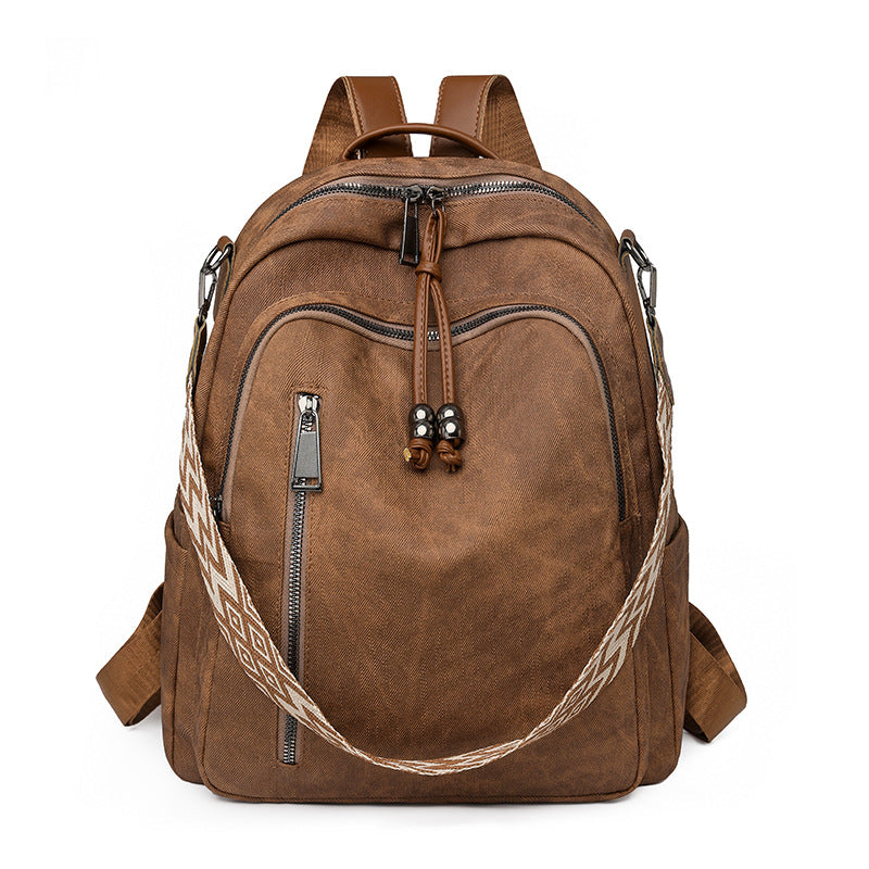 Women's Korean Fashion Trendy Soft Leather Large Women's Backpack