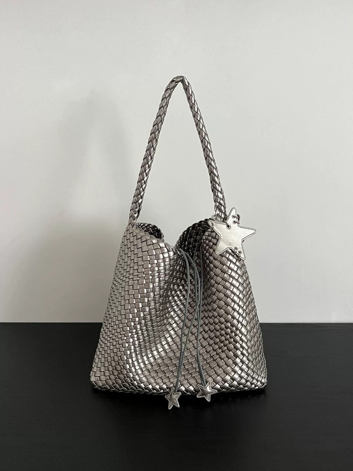 Women's Gun Champagne Hand-woven Large Capacity High-grade Tote Bag