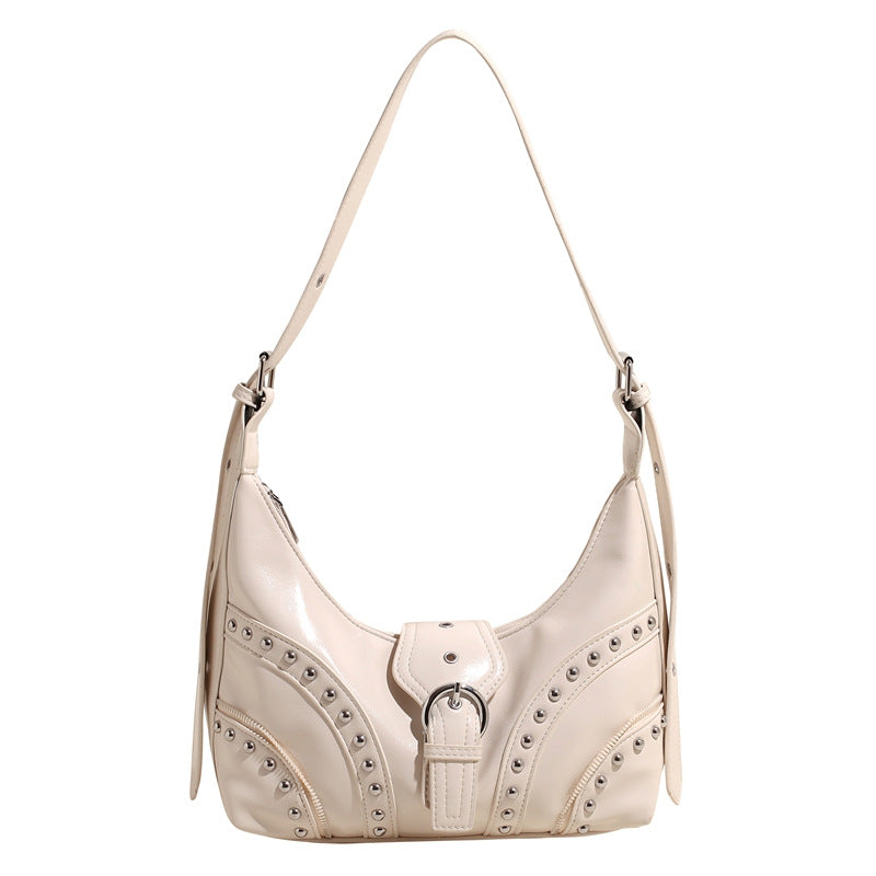 Women's Retro Fashion Haulage Motor Style Spring Fashionable Stylish Personality Underarm Bag