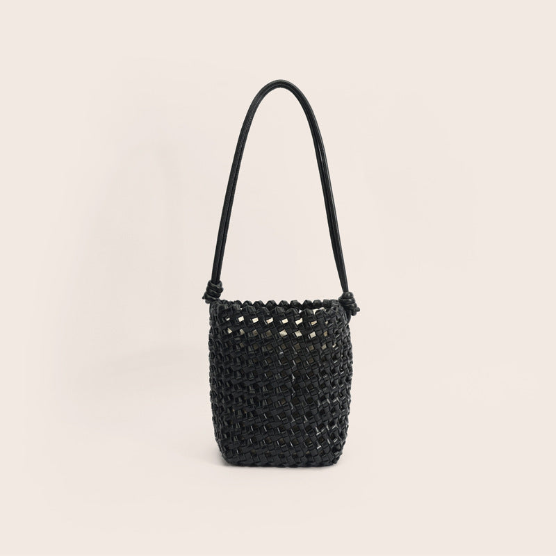 Women's Weaving Hollow Genuine Leather Portable Underarm Bags