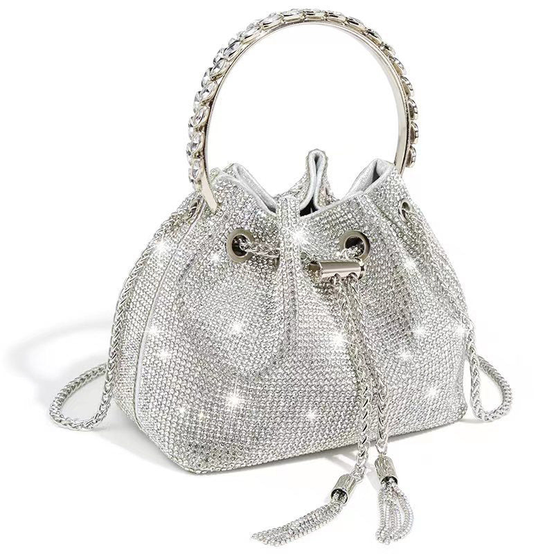 Retro Live Broadcast Rhinestone Hand Portable Women's Messenger Bag