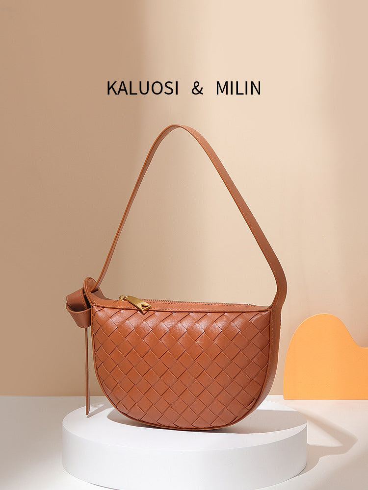 Women's Woven Fashion Simple Zipper Opening Versatile Shoulder Bags