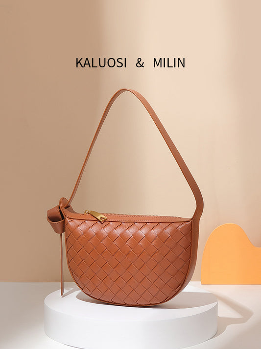 Women's Woven Fashion Simple Zipper Opening Versatile Shoulder Bags