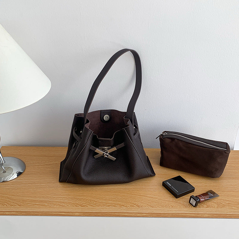 Top Layer Cowhide Korean Style Niche High-grade Women's Shoulder Bag