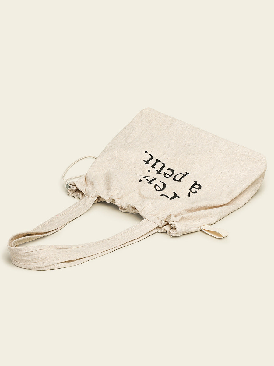 Women's Artistic Linen Large Capacity Idle Style Portable Drawstring Women's Shoulder Bag