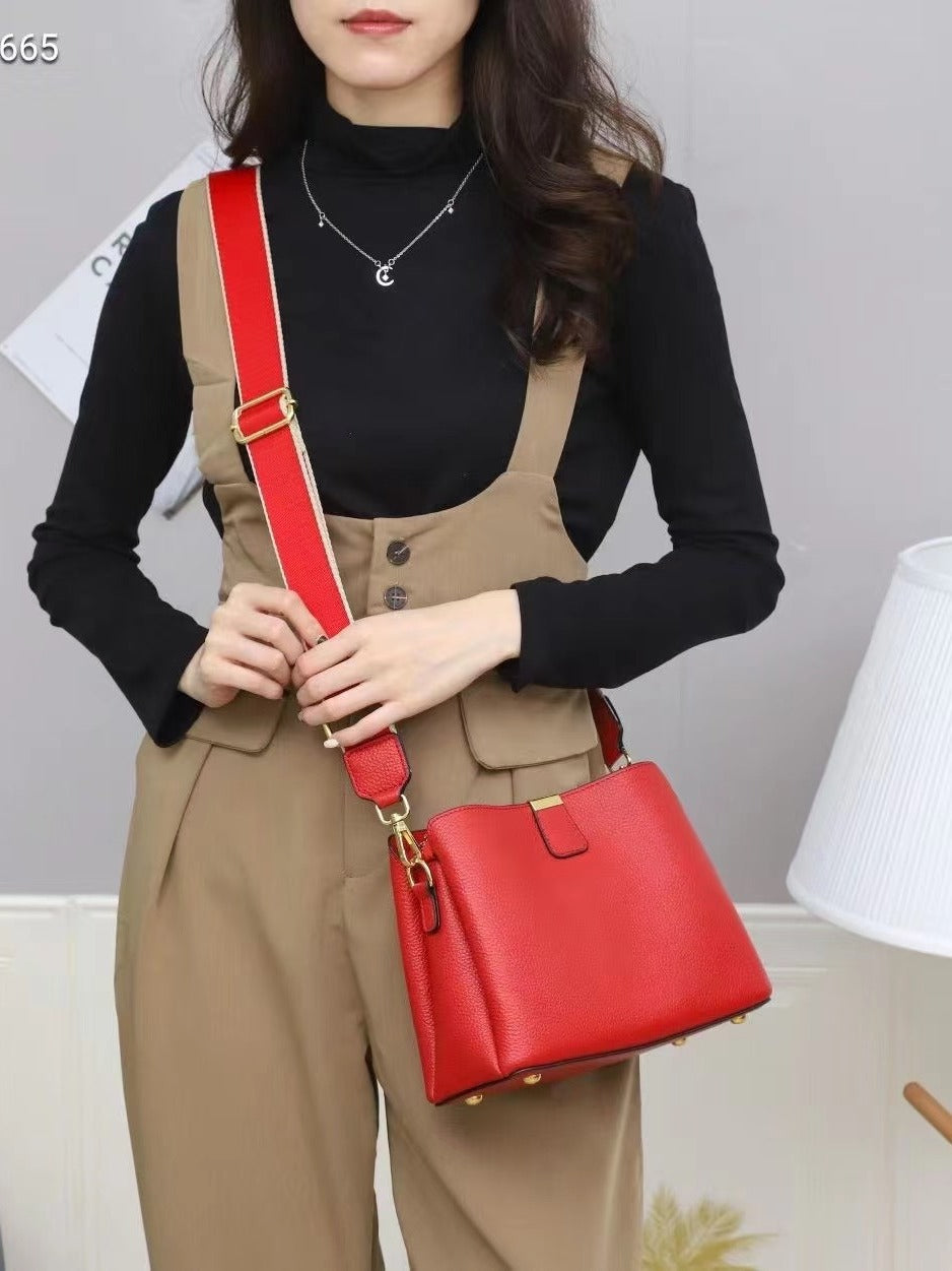 Women's Fashion Cattle Leather Trendy Commute Genuine Wide Bags
