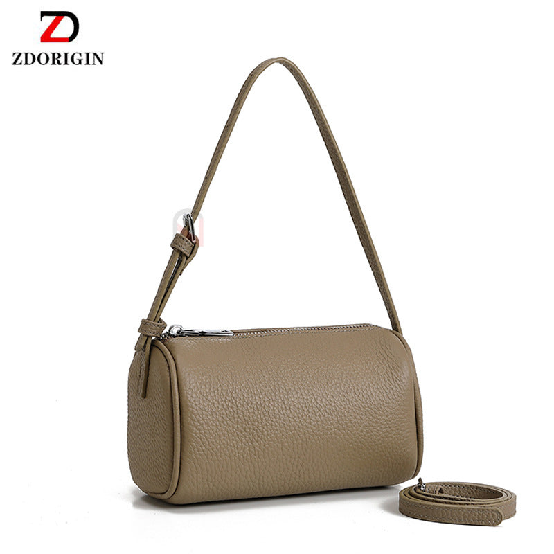 Genuine Leather First Layer Litchi Pattern Cowhide Underarm Bag