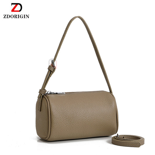 Genuine Leather First Layer Litchi Pattern Cowhide Underarm Bag