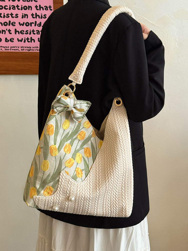 Tulip Cute Cat Underarm Fresh Large Women's Shoulder Bag