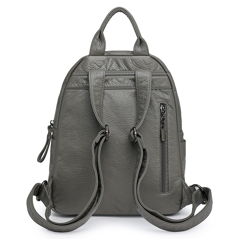 Women's Fashion Soft Leather Versatile Large Capacity Korean Women's Backpack
