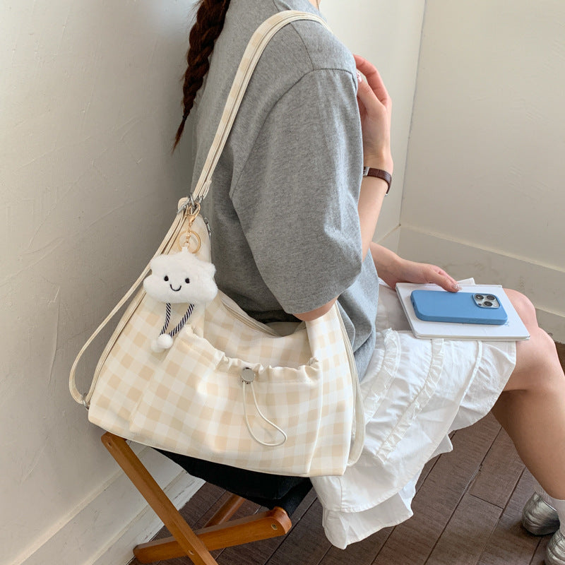 Women's Summer Fresh Plaid Versatile Class Tote Bag