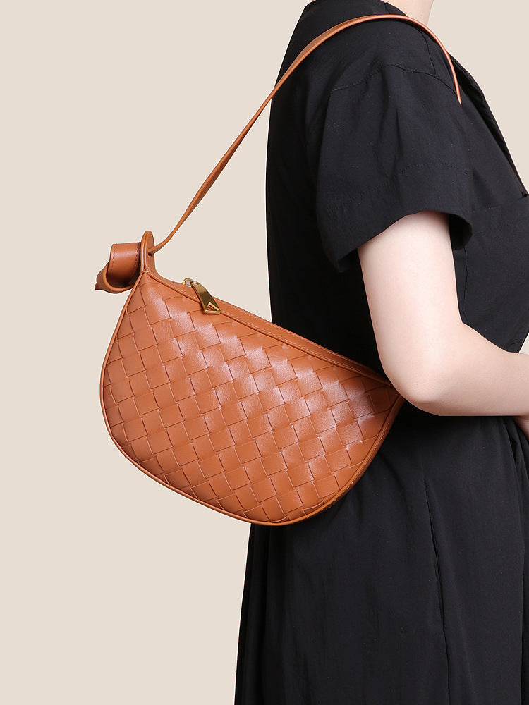 Women's Woven Fashion Simple Zipper Opening Versatile Shoulder Bags
