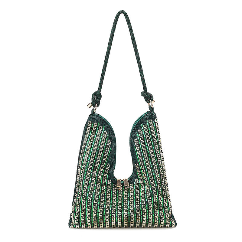 Women's Full Diamond Rhinestone Chain Shiny Portable Bucket Bags