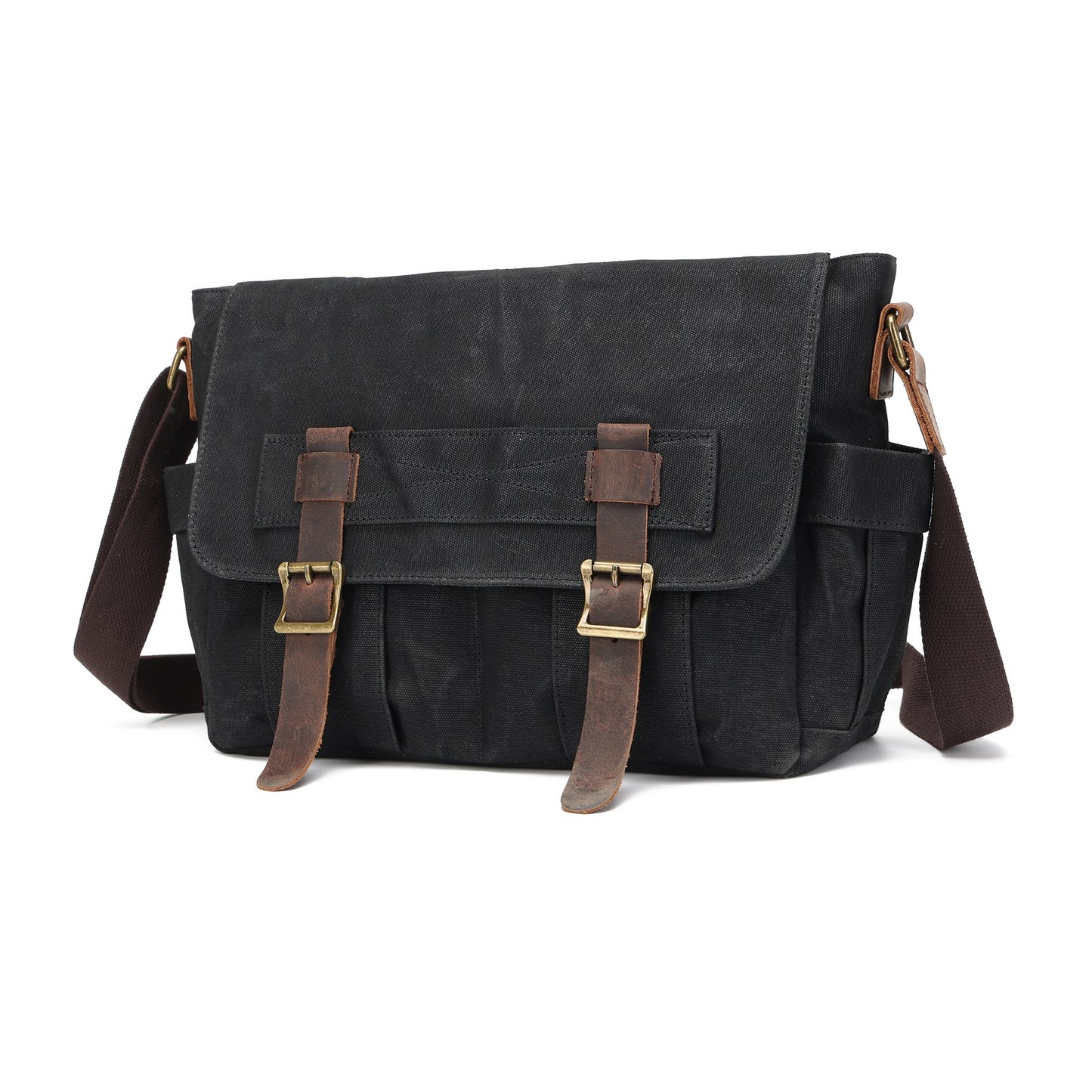 Retro Waxed Large Capacity Portable Contrast Color Fashion Men's Messenger Bag