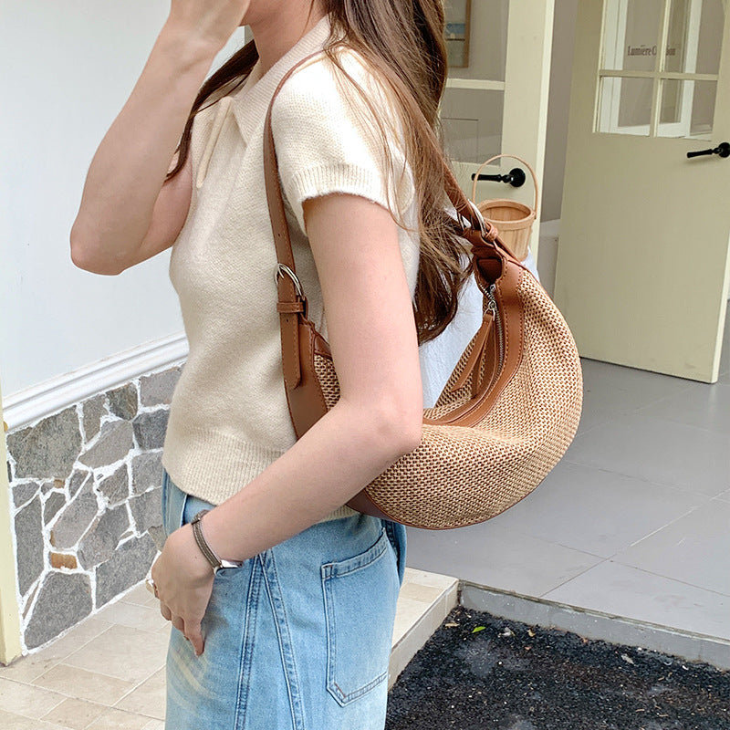 Women's Summer Woven Moon Niche Lightweight Bags