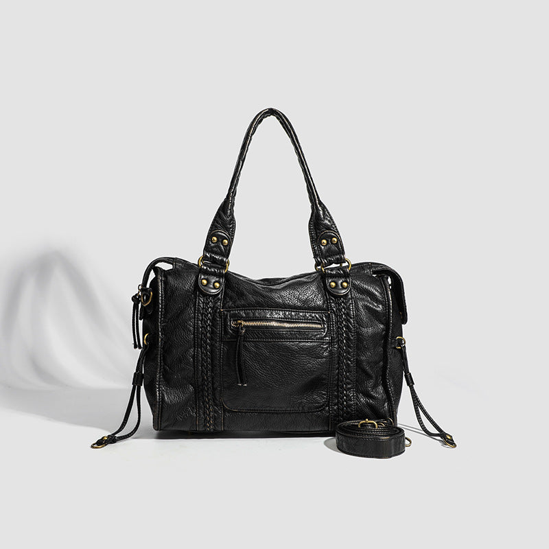 Women's Korean Washed Leather Soft Retro Motorcycle Bags