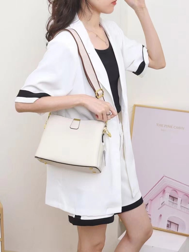 Women's Fashion Cattle Leather Trendy Commute Genuine Wide Bags