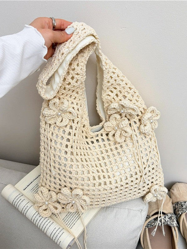 Knitted Hollow Beach Large Capacity Woven Western Shoulder Bags