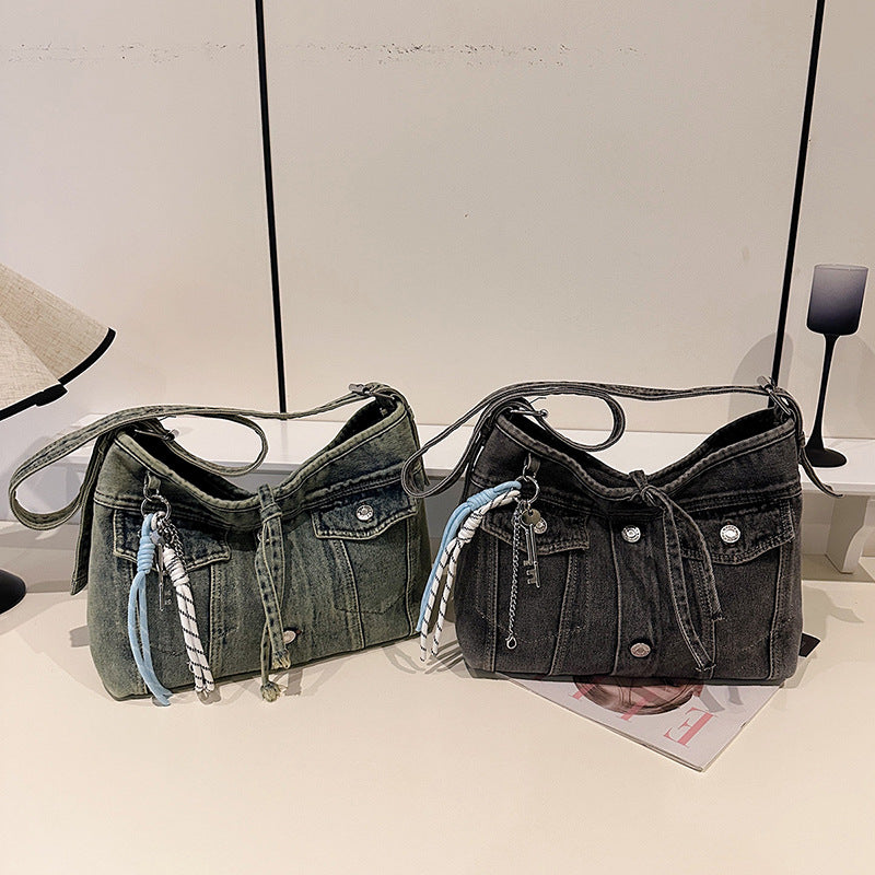 Women's Retro High-grade Denim Design Large Capacity Women's Shoulder Bag