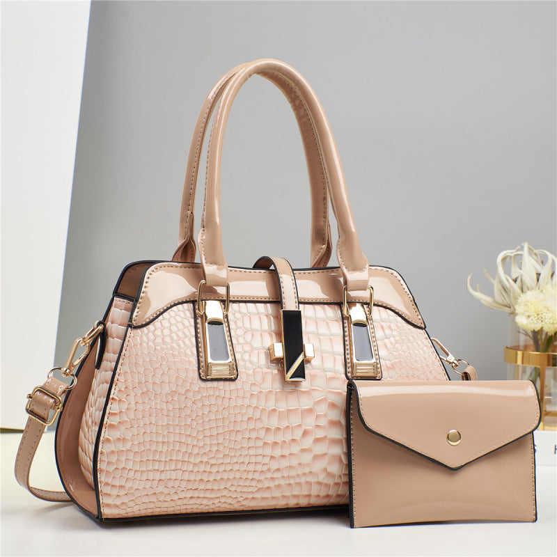 Women's Platinum Shining Leather Mother Crocodile Pattern Women's Backpack