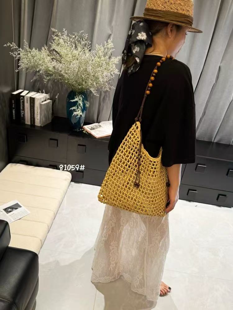 Women's Vacation Style Straw Hand-woven Hollow Portable Large Capacity Tote Bags