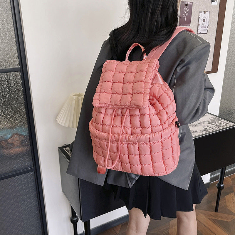 Women's Fashion Commuter Large Capacity Fluffy Plaid Backpacks