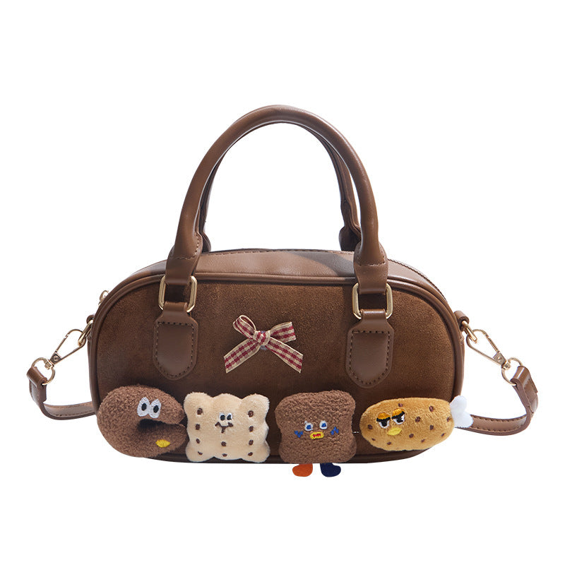 Women's Suede Woolen Check Pattern Niche Retro Handbags