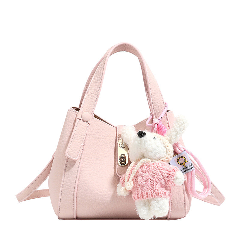Women's Soft Leather Niche Lychee Pattern Vegetable Basket Bags