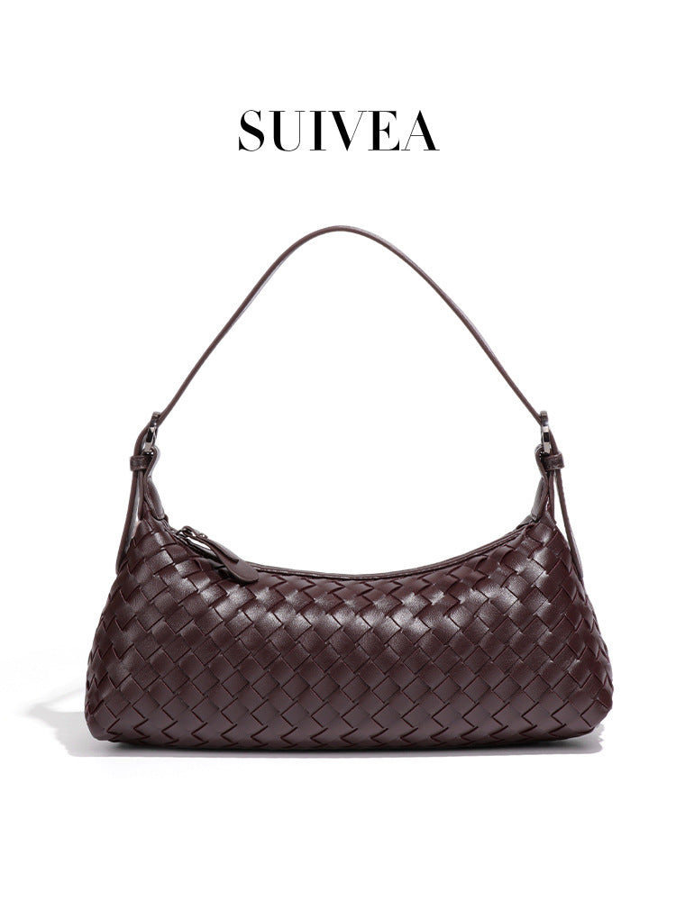 Women's Woven Baguette Texture Soft Leather Underarm Women's Handbag