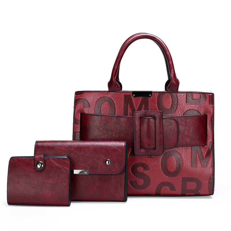 Women's Letter Pattern Three-piece Portable Embossed Bags