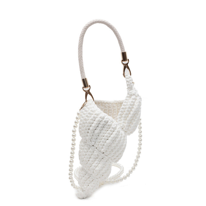 Women's Hollow Crocheted Large Capacity Wool Conch Style Vacation Women's Shoulder Bag