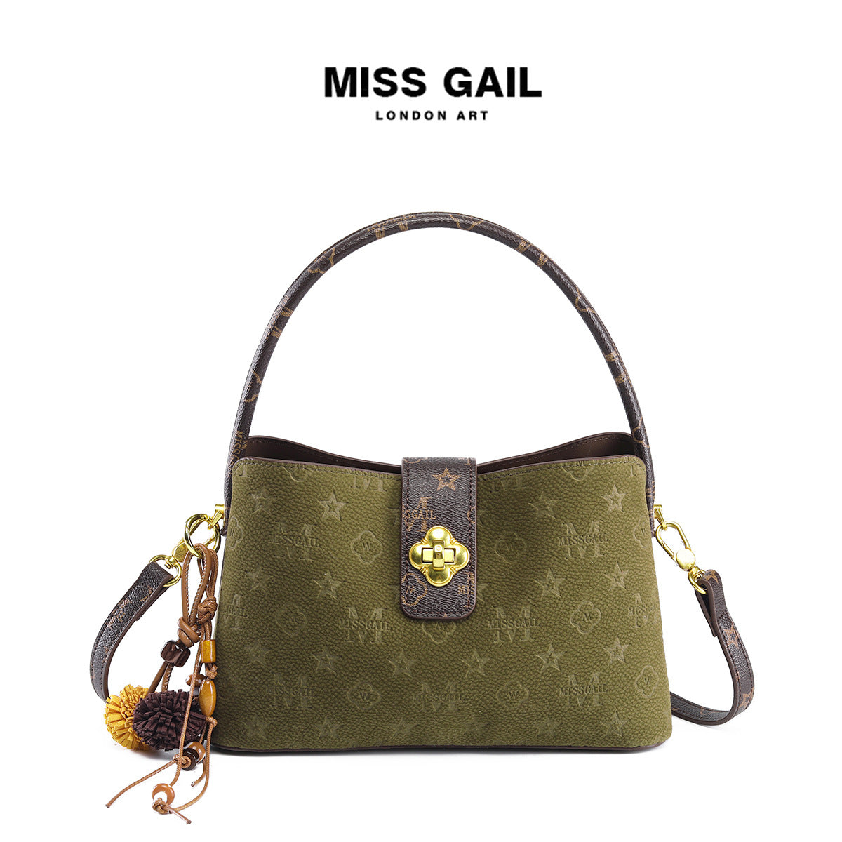 Women's Frosted Embossed Olive Green Retro Temperament Entry Lux Shoulder Bags