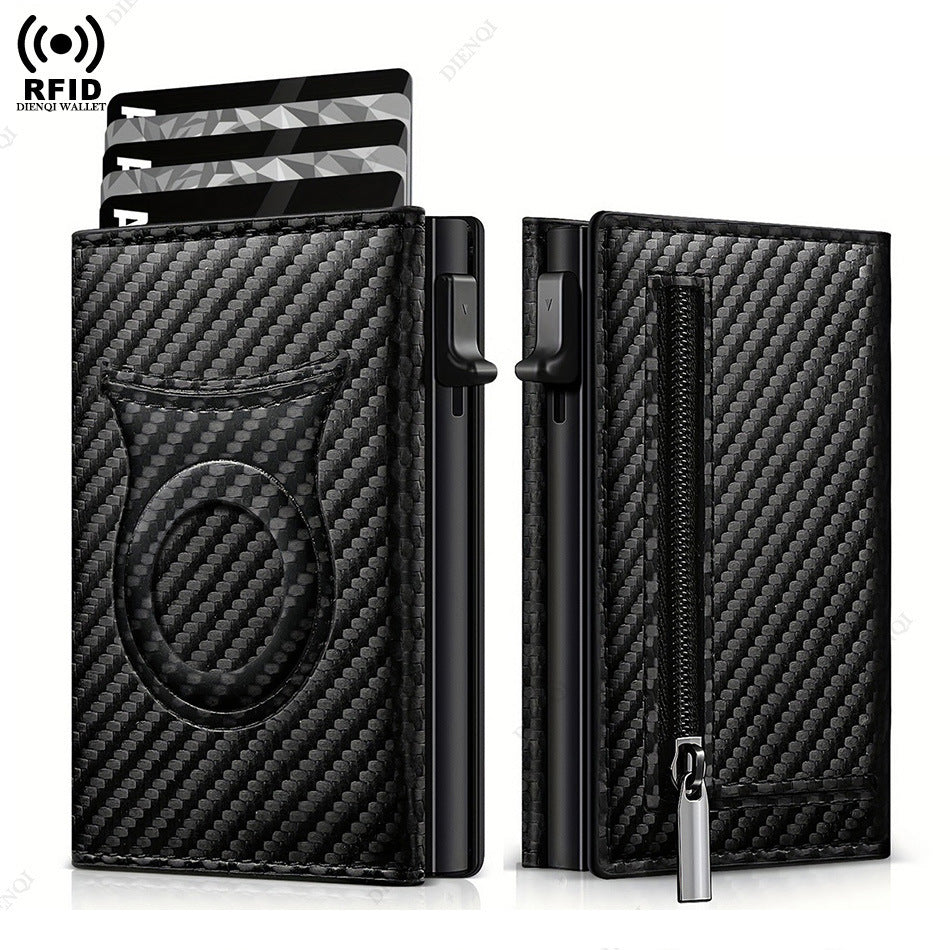 Men's Clamp Carbon Fiber Multifunctional Side Push Men's Wallets