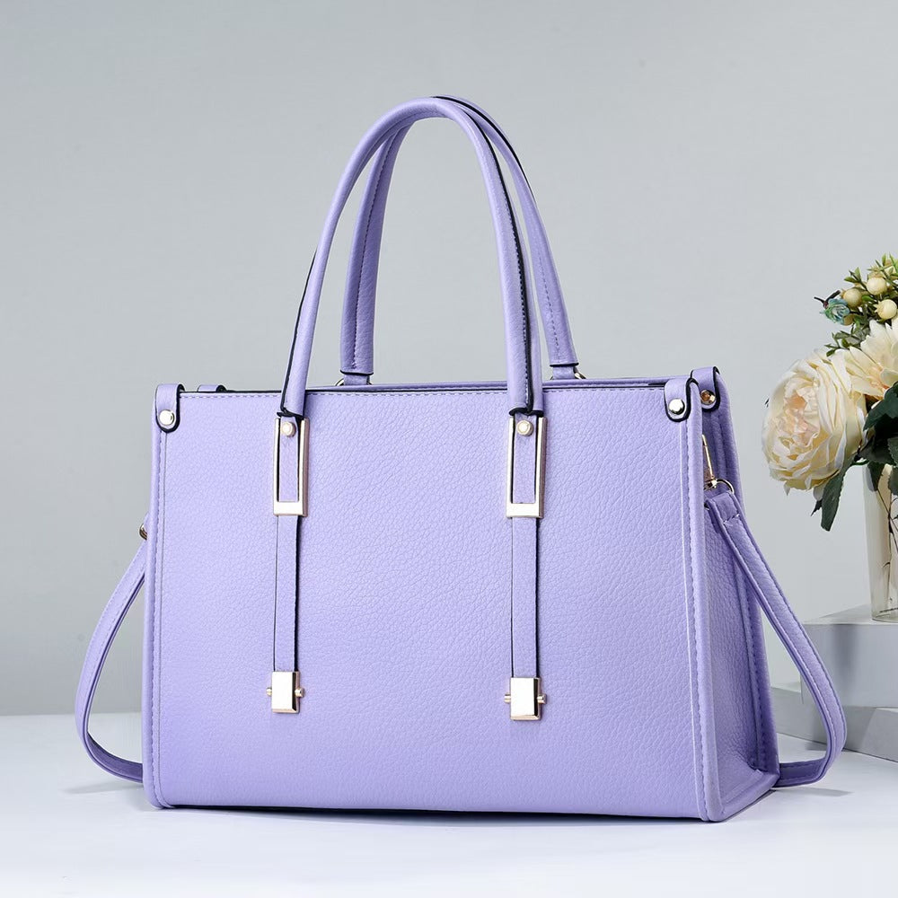 Women's Color High Quality Large Capacity Textured Portable Simplicity Tote Bag