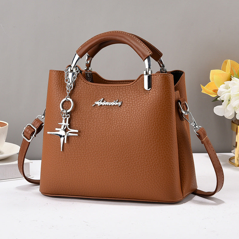 Women's Textured Simple Versatile Soft Leather Large Capacity Women's Handbag