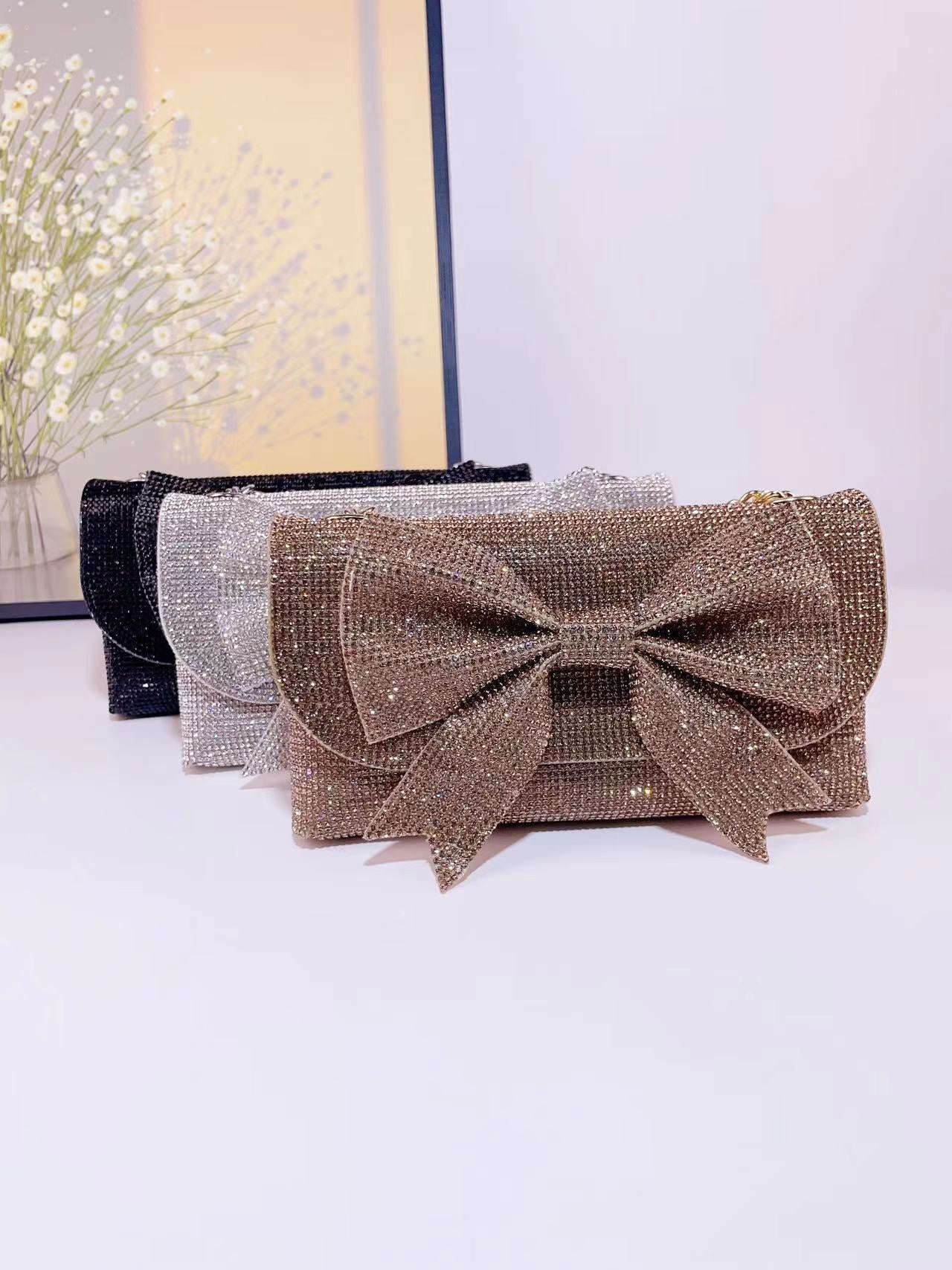 Unique New Rhinestone High-grade Bow Shiny Bags
